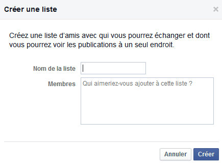 creation de liste facebook