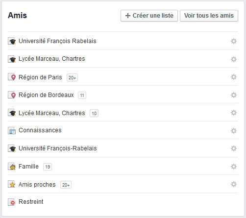 créer liste facebook