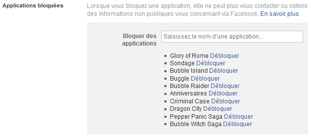 bloquer application facebook