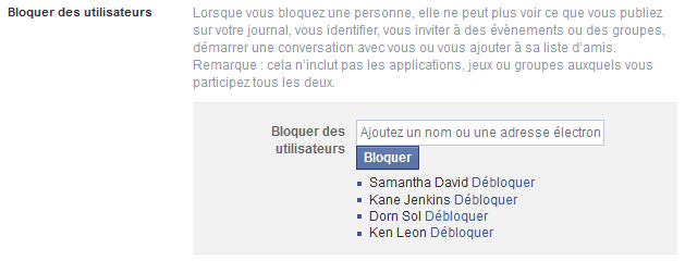 bloquer une personne sur ffacebook