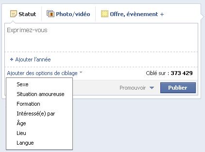 fonctionnalités de ciblage des publications facebook