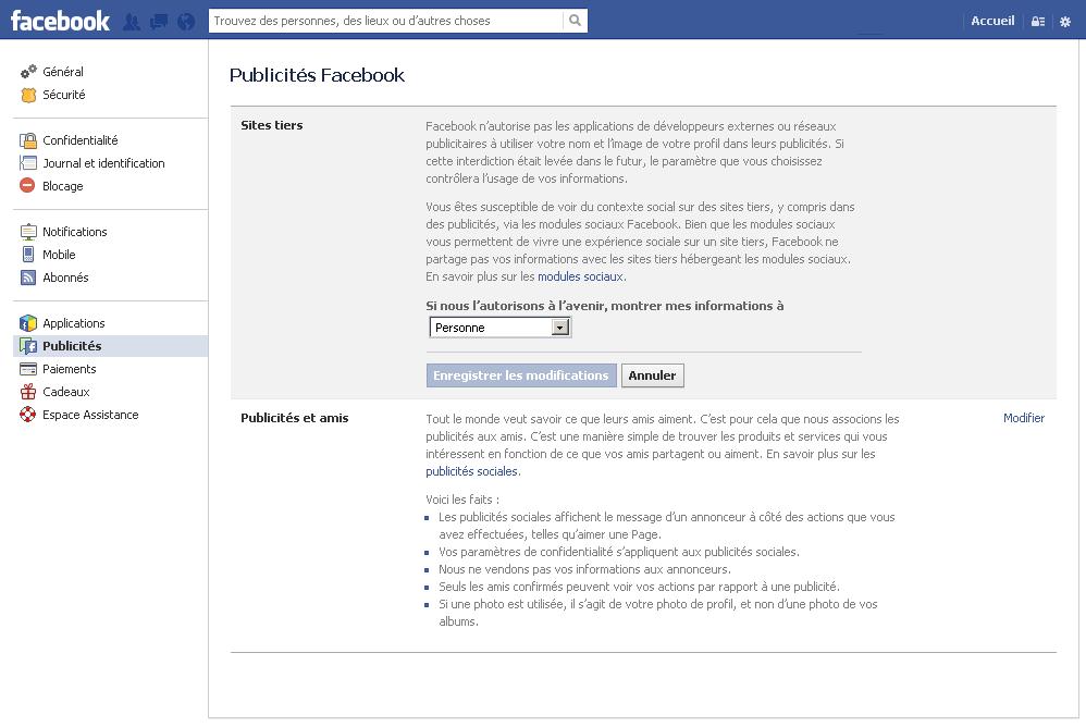 Bloquer les publicités facebook