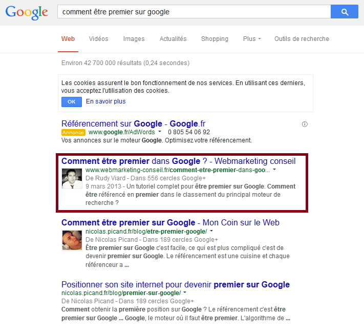 comment être premier sur google