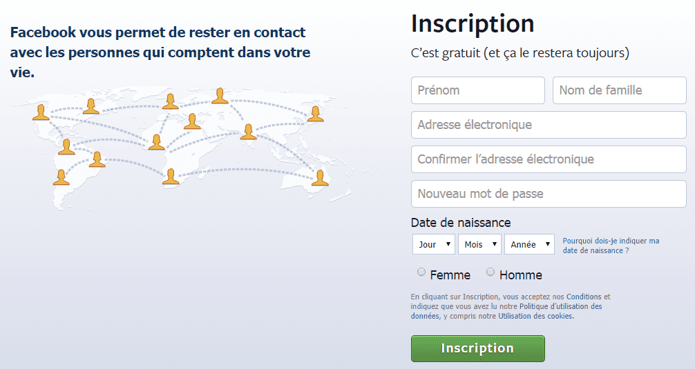inscription facebook