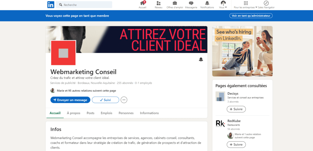 pages entreprises linkedin