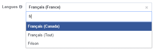ciblage langue facebook