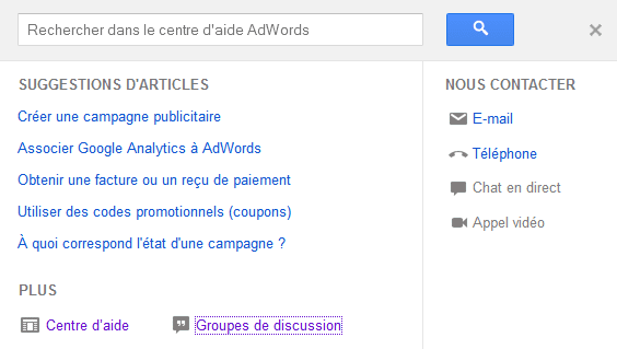 contacter adwords