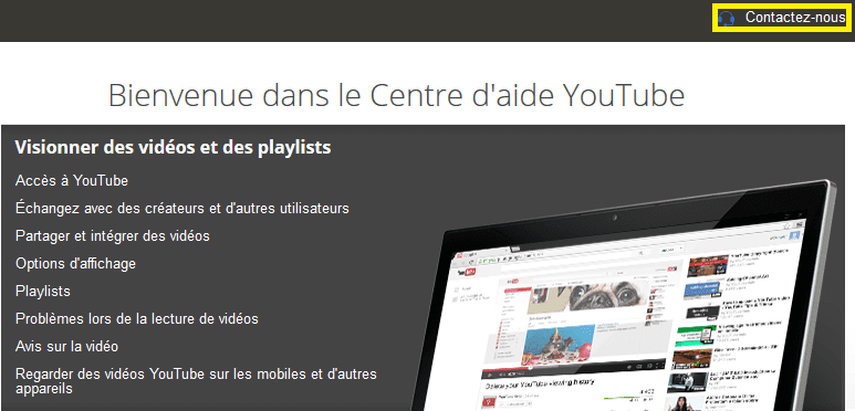 contacter youtube
