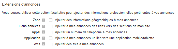 extension d'annonces google