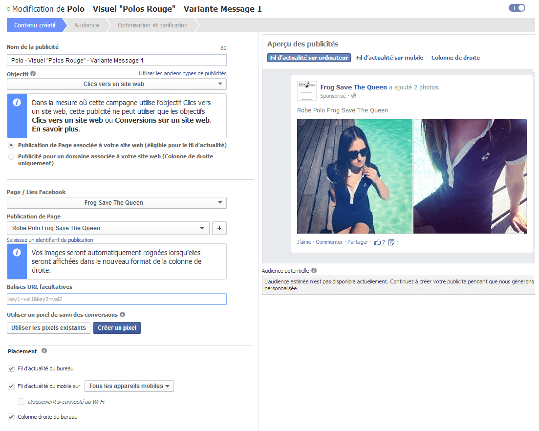 créer publicité facebook