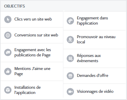objectifs campagnes facebook
