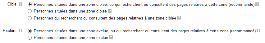 options de ciblage géographique adwords