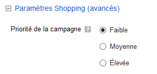 priorité de la campagne shopping