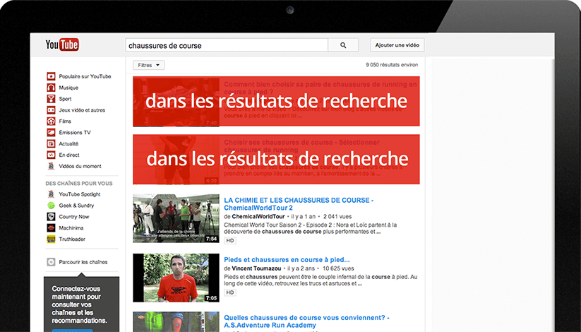 publicite youtube resultats de recherche