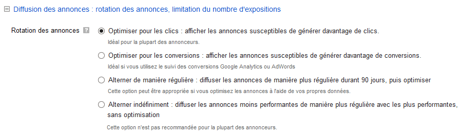 rotation annonces google