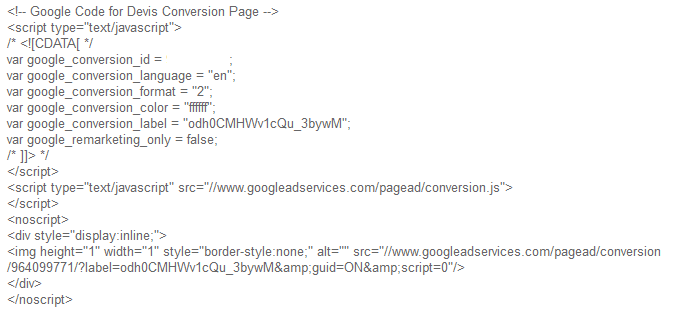 suivi de conversion adwords