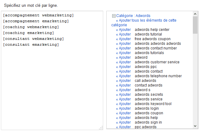 choisir mot-clé google adwords