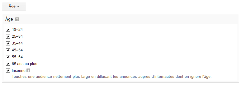 ciblage par âge publicités google
