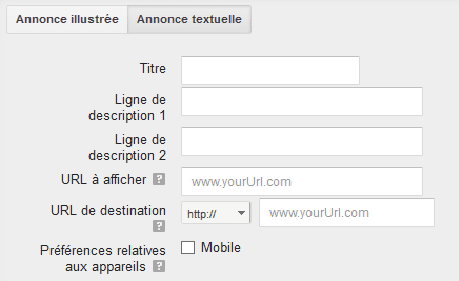 création annonce texte google