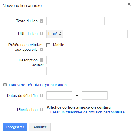 ajouter une extension de liens annexes