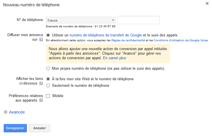 extension téléphone google