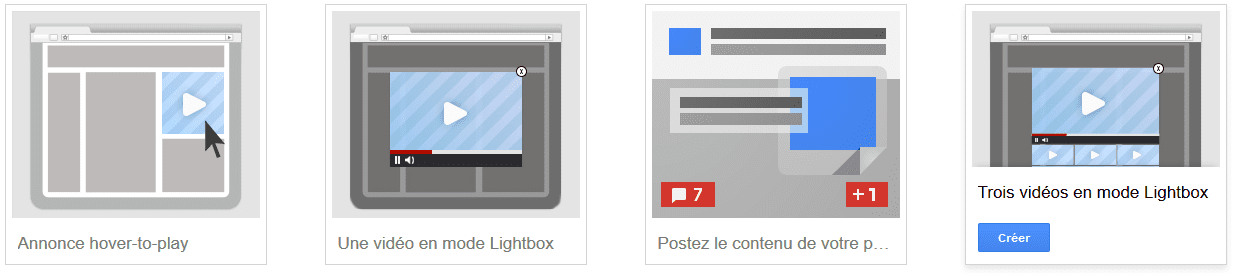 trois vidéos mode lightbox