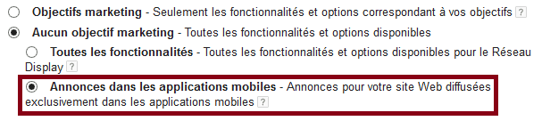 annonces dans les applications mobiles