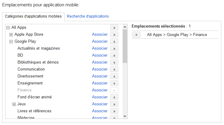 ciblage applications mobiles