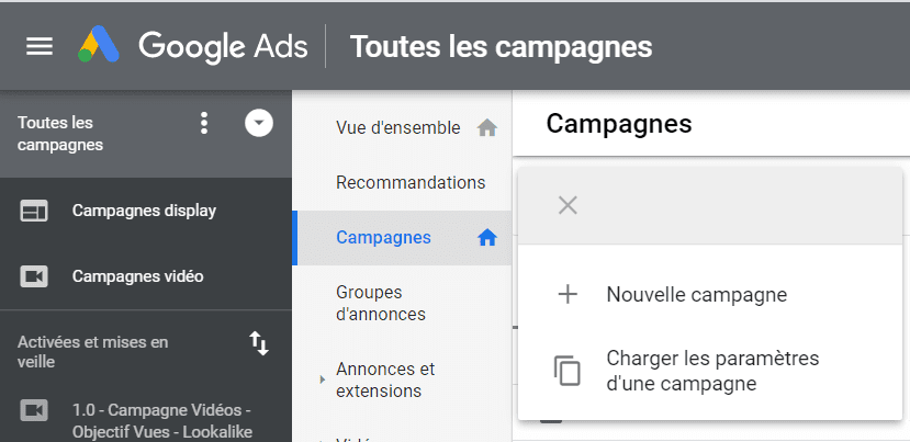 création campagne google ads