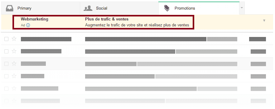 gmail promotions sponsorisees