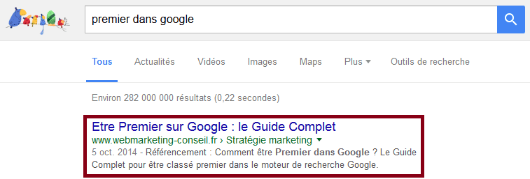 premier dans google