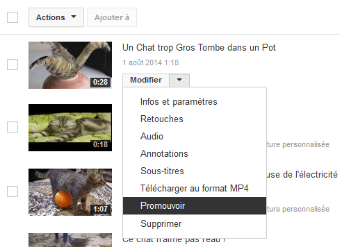 promouvoir video