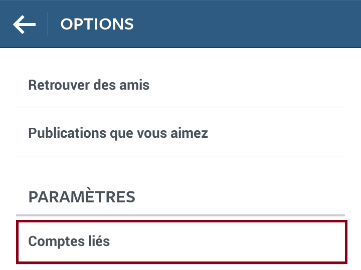 lier mon compte instagram à facebook, twitter, foursquare et tumblr