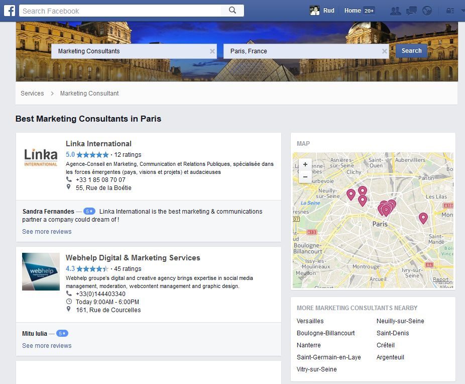 facebook services professionnels