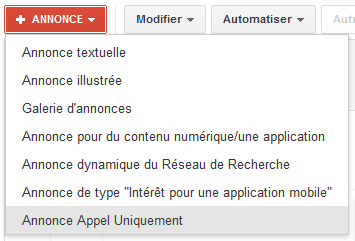 appel uniquement google adwords