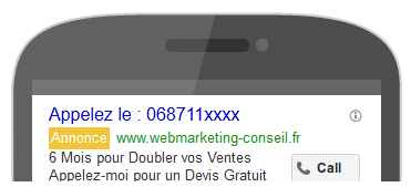publicité appels uniquement