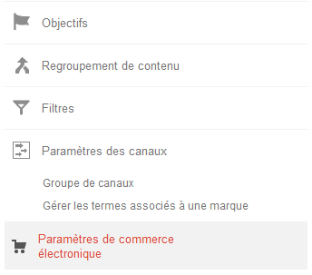 paramètres de commerce electronique