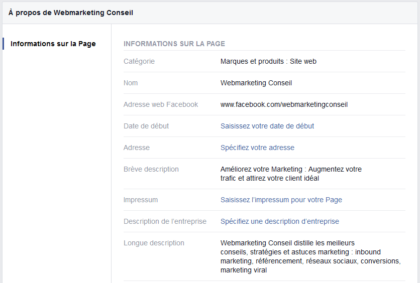 optimiser page facebook