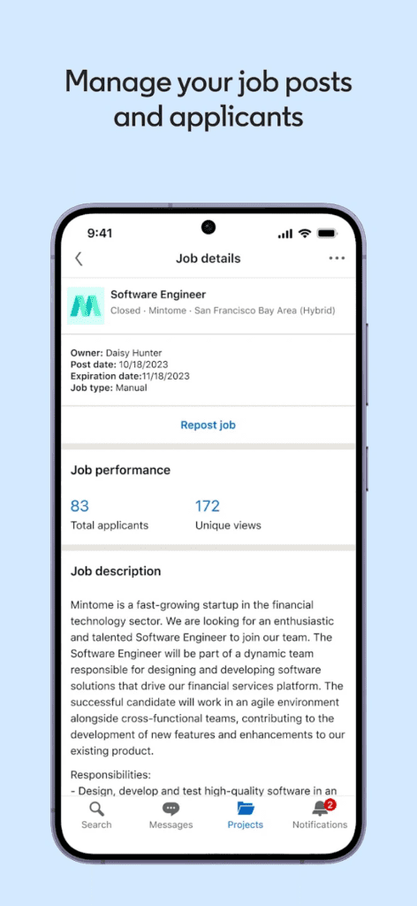 application mobile linkedin recruiter