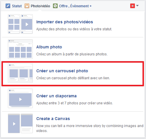 publication carroussel facebook
