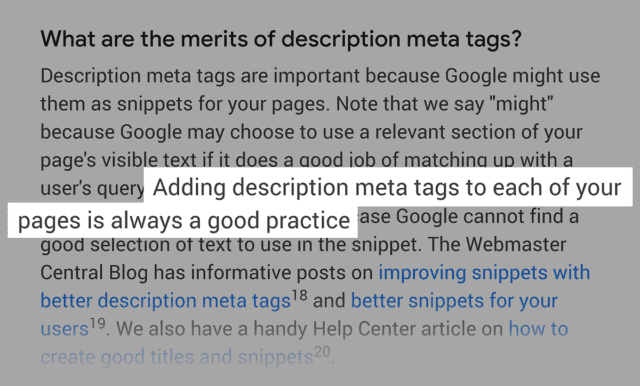 meta description