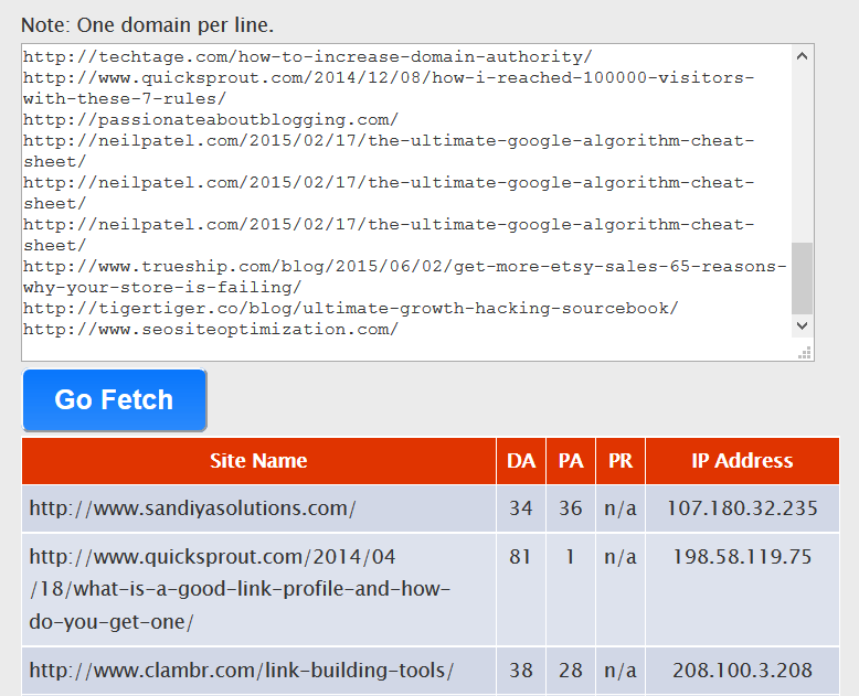 bulk metrics checker