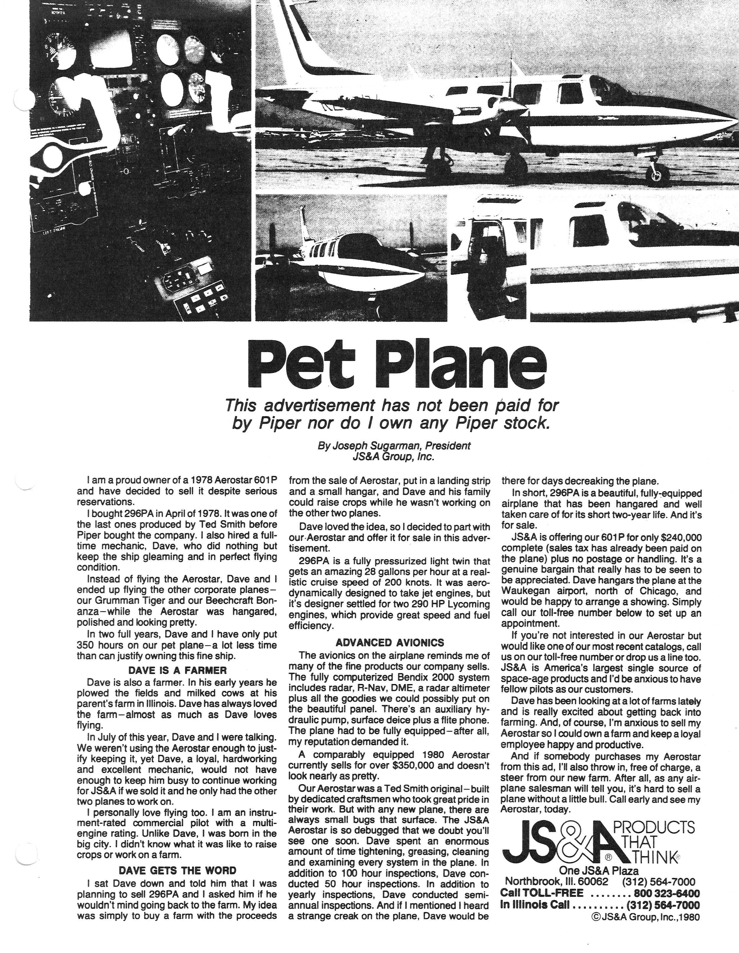 pet plane eugene sugarman