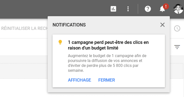 alertes adwords