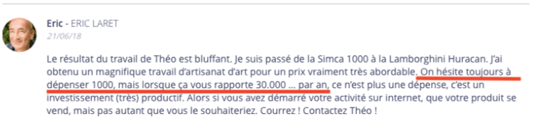 commentaire page de vente