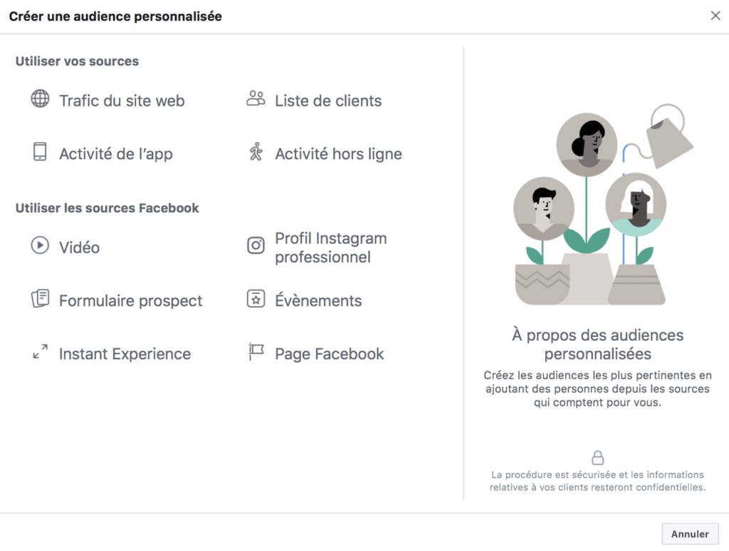 audiences personnalisées Facebook