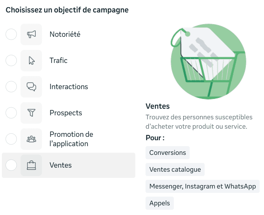 objectifs campagnes facebook