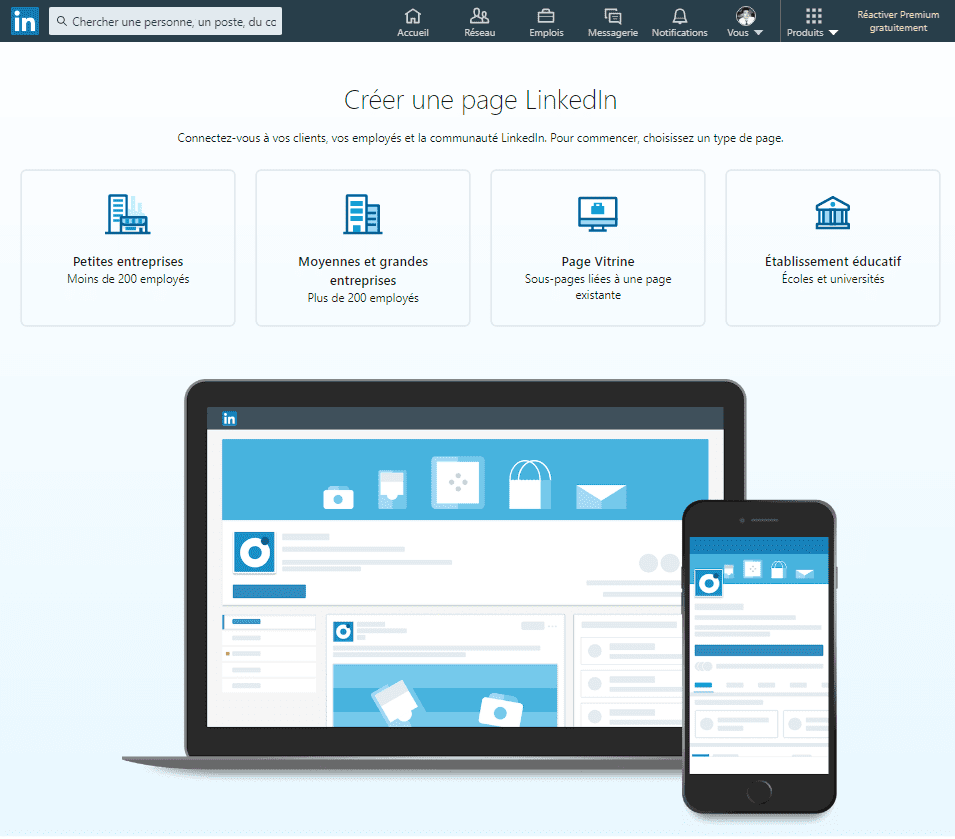 page entreprise linkedin