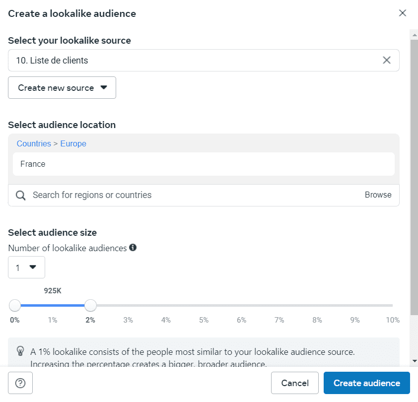 audiences similaires facebook