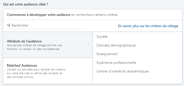 ciblage publicité linkedin